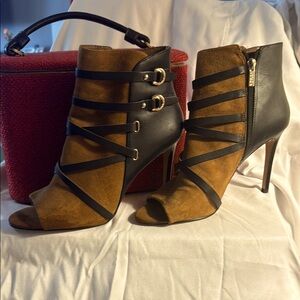 Ivanka Trump Elegant Brown and Black Strappy Heels